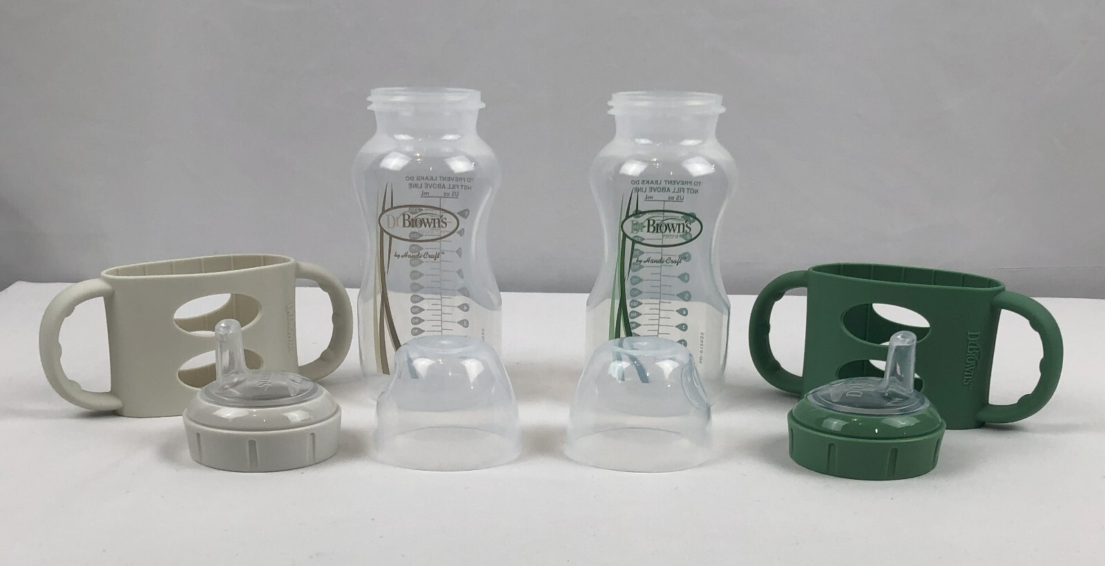 Dr. Brown's Sippy Bottle Wide Neck Easy Grip Silicone Handles 9 oz 2 Pack