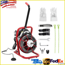 50Ft x3/8 In Drain Cleaner Electric Sewer Snake Cleaning Machine Auger Auto Feed