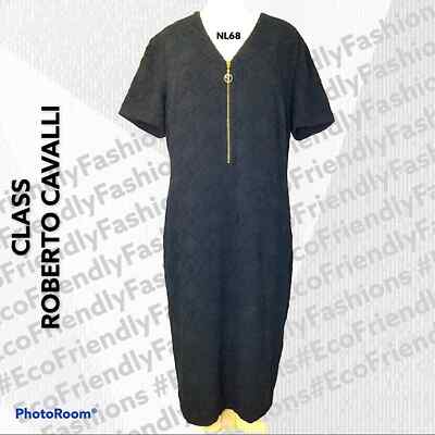 CAVALLI CLASS Jacquard Diamond Print Black  Dress