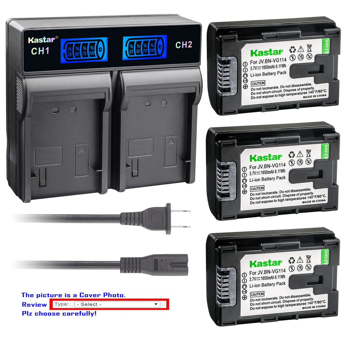Kastar Battery LCD Rapid Charger for BNVG114 JVC Everio GZ-MS216