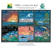 Palau 1992 Bible Stories World Creation Souvenir Stamp Sheet Of 24 Scott #303