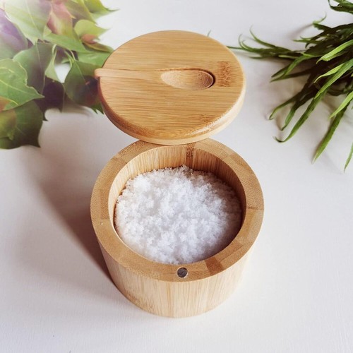 Salt Container With Magnetic Lid Kitchen Seasoning Holder Round Condiment Box