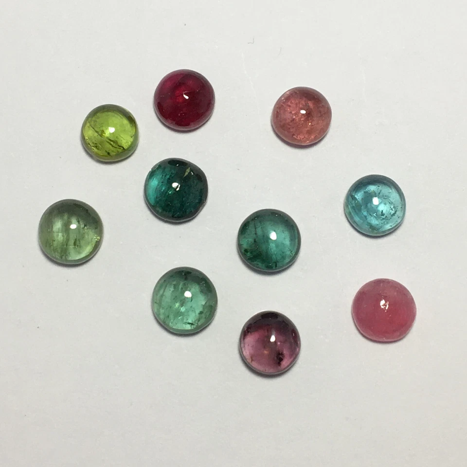 Beautiful multi color tourmaline cabochon gemstone 10 pieces round 13.75 carat - Image 4 of 4