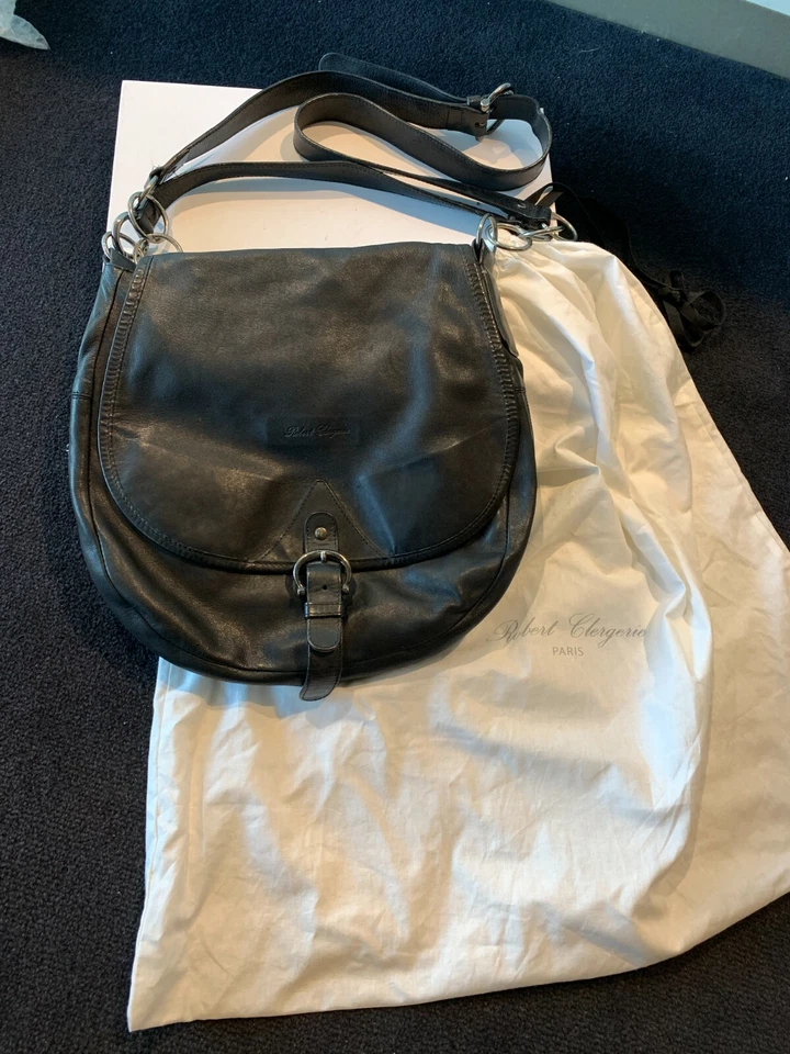 ROBERT CLERGERIE Paris Bandolera Mensajero Bolso de Cuero, Doble Correa, Expandible Foto 2 de 4
