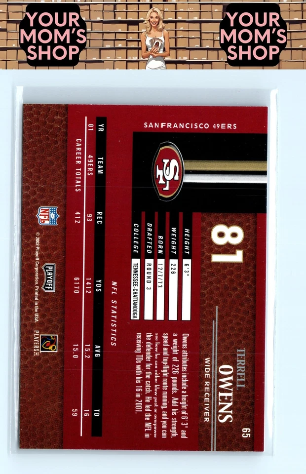 2002 Playoff Piece of the Game #65 Terrell Owens - Image 2 of 2