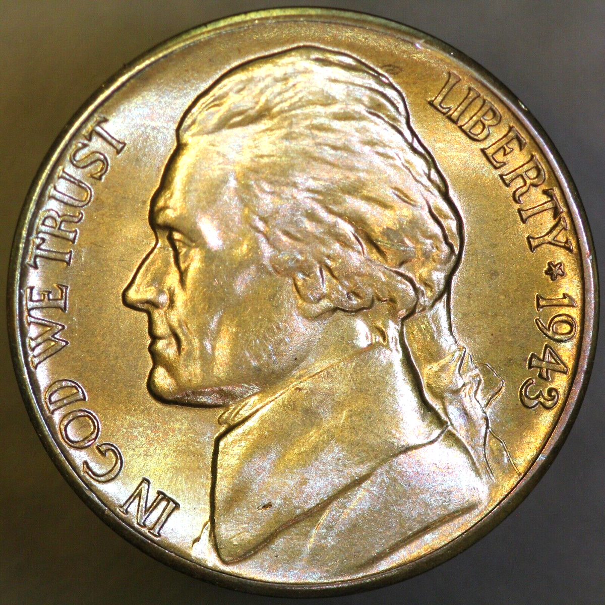 1943 D BU JEFFERSON NICKEL FRESH FROM AN ORIGINAL ROLL-LOT AA 1692