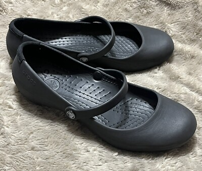 Crocs Alice Mary Jane Black Flat Shoes Waterproof Slip Resistant