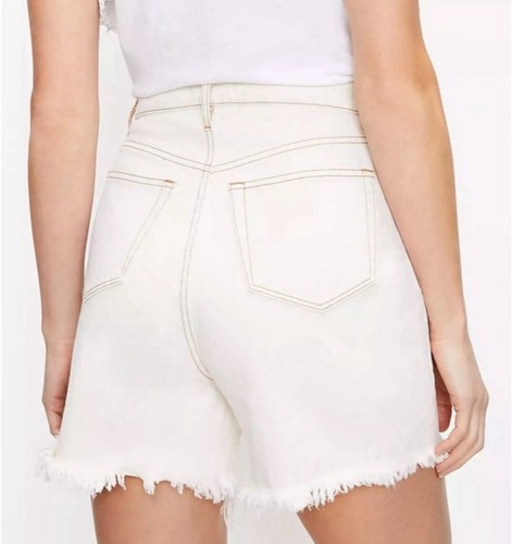 Neu mit Etikett Loft frisch geschnittene Boyfriend-Shorts mit hoher Taille weiß getüncht - Größe 32 - Bild 3 von 3