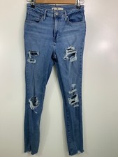 LEVI'S 721 Women's Pants Size 27 High Rise Skinny Distressed Denim Blue Jeans