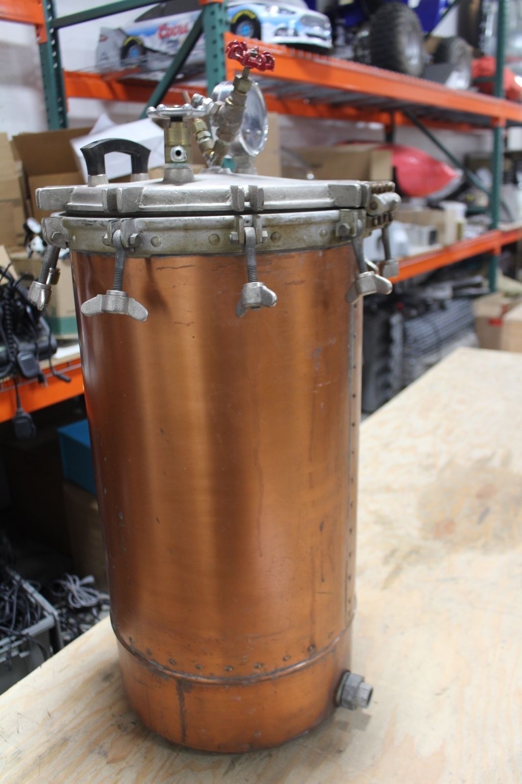 COPPER PRESSURE TANK STILL 28" TALL 13" DIAMETER