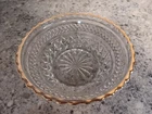 Vintage Anchor Hocking Wexford Clear Crisscross Fruit Desert Dish 14k Gold Rim