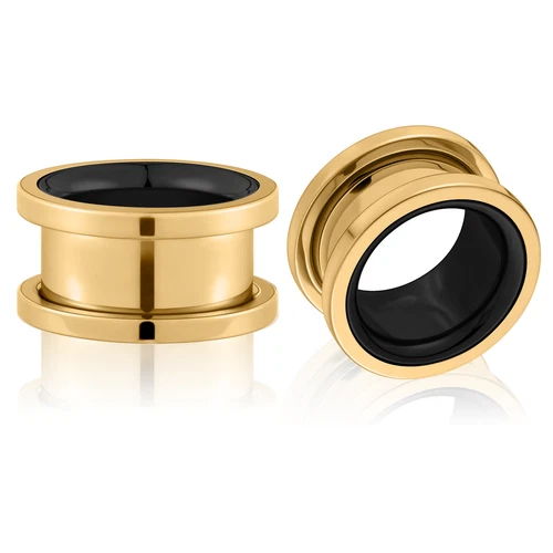 2PCS Stainless Steel Screw Ear Gauges Tunnels Double Flare Plug Piercing Jewelry