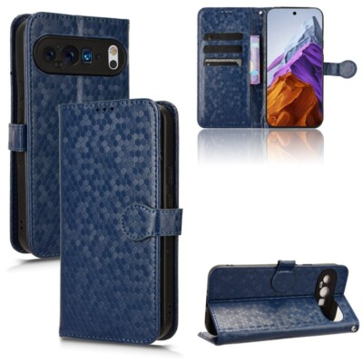 Für Google Pixel 9 Pro XL Honeycomb Punkt Textur Leder Telefon Case Cover Schale