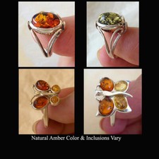 BALTIC HONEY GREEN MULTICOLOR AMBER STERLING SILVER BUTTERFLY DOUBLE SIDED RING