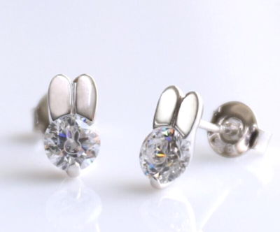 Ginza TENSHODO × Miffy Cut Face Pierced Earrings Cubic Zirconia