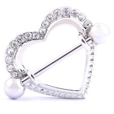 PAIR Nipple Heart Shape Design Body Jewelry Surgical Steel Barbell Rings 14G