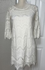 NEW Ellison Woman’s 3/4 Sleeve White Lace Short Dress Tunic sz Small