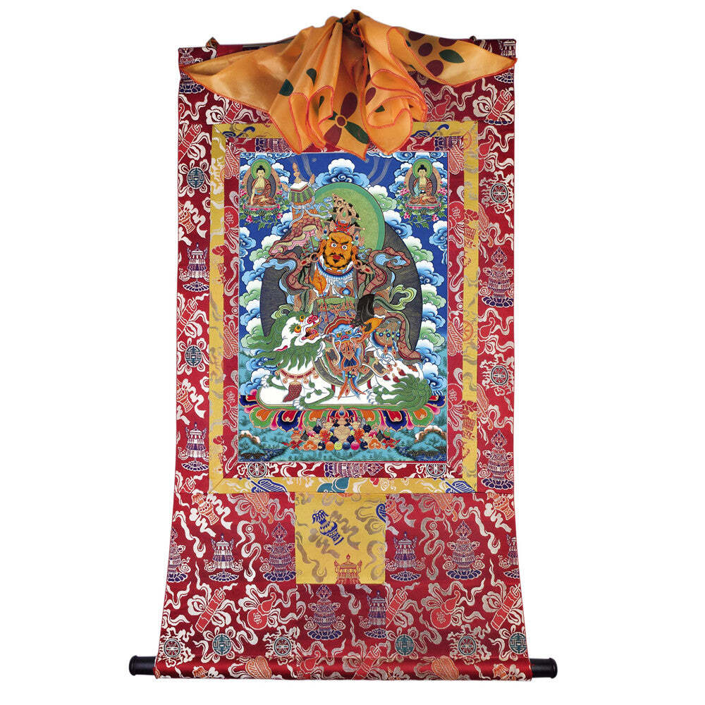Thangka Tibétain Imprimé Green Tara, Reproduction Du 13ème Siècle, 47.2 Cm, Neuf