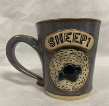 Blue Sheep Mug Heather Scott Lightening Bug Studio Handmade Unique
