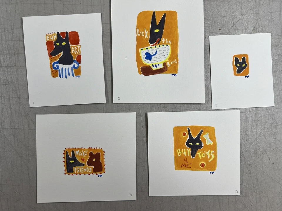 Mary Hamilton Grupo 5 Obras de Arte Acuarela Pintura Los Operativos de Sundance Perros Foto 2 de 4