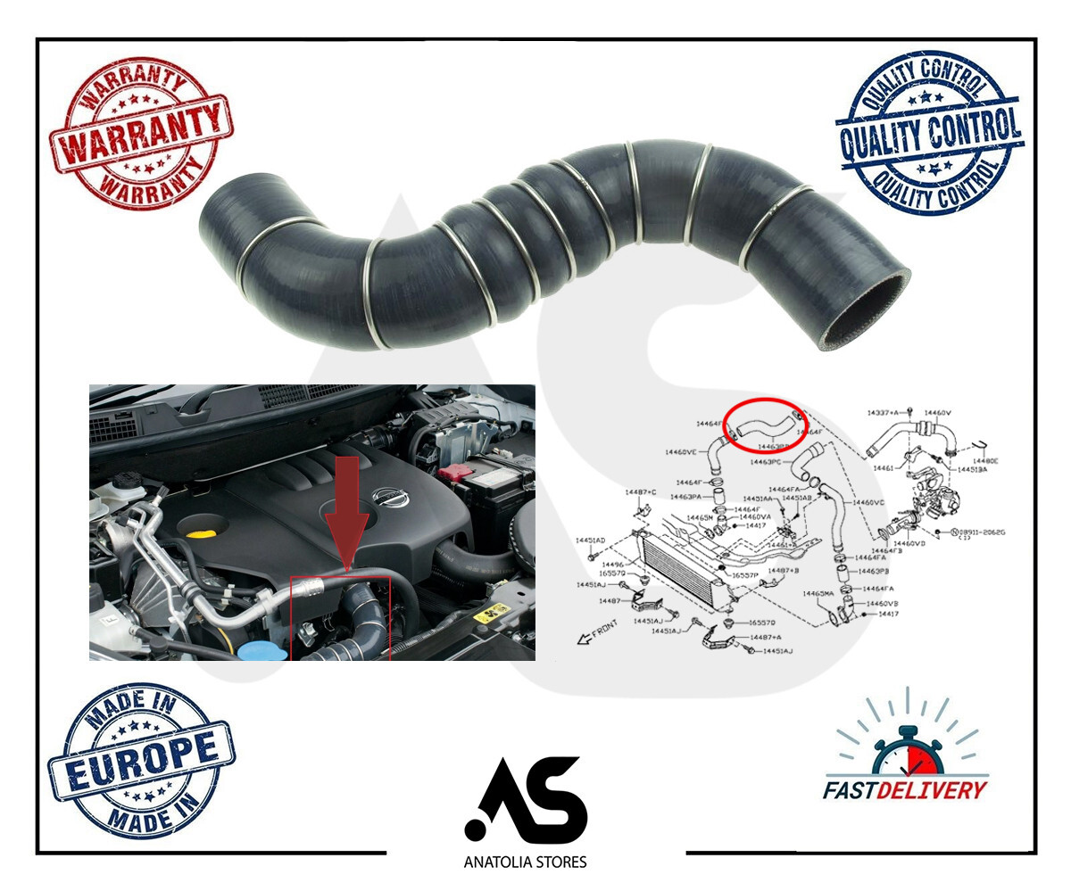 Intercooler Pipe Boost Turbo Hose For Nissan Qashqai 1.5 Dci 14463