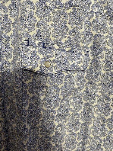 Wrangler Wrancher S/S Western Shirt White/Blue Paisley with Pearl Snaps Sz XXL - Picture 3 of 3