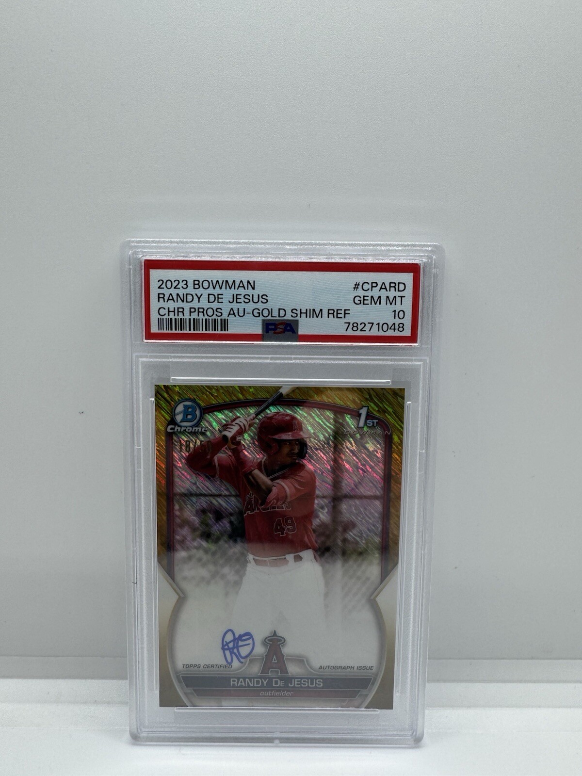 2023 Bowman Chrome Randy De Jesus #CPA-RD Gold Shimmer Auto /50