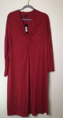 Talbots Women s 16W Red Long Sleeve A-Line Dress V-Neck NWT Work or Evening