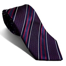 Navy Blue  Red Striped Geometric Jacquard Tie Handmade 