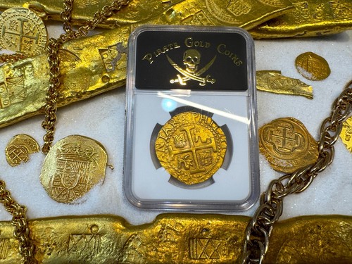 PERU 1712 NGC 62 "1715 FLEET SHIPWRECK" 8 ESCUDOS PIRATE GOLD COINS DOUBLOON - Picture 23 of 24