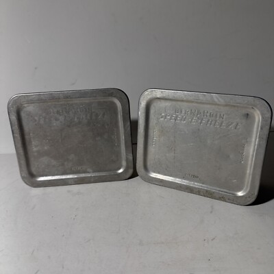 Lot Of (2)Vintage 1950s Bernardin Speed E Freeze Silver Aluminum Tin Retro USA