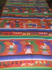 Vintage Embroidered Mexican Oaxaca Table Runner or Scarf Decorative 76" x 35" W