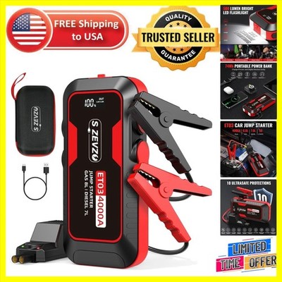 Powerful ET03 Jump Starter 4000A Peak for Up to 8.0L Gas & 7.0L Diesel Engines