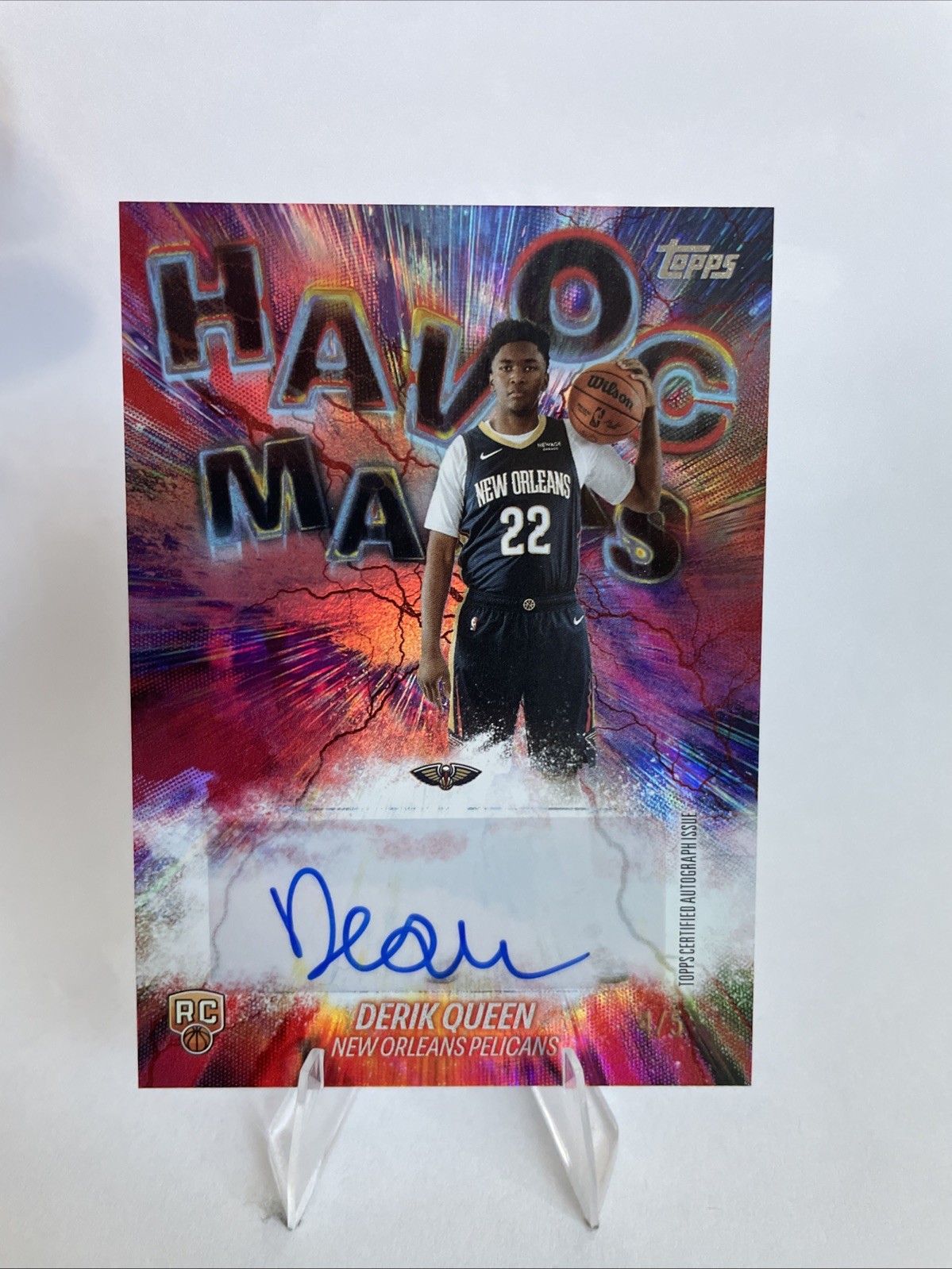 Derik Queen 2025-26 Topps Basketball Havoc Marks Rookie Auto! # /5 Red Foil 🔥