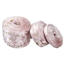 3/8", 1", 2" Velvet Ribbons Set, 3 Roll Total 6.6 Yard Craft Ribbon, Pink