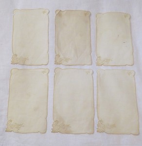 6 Vintage Madeira Embroidered Grape Cocktail Napkins Pale Yellow 5" x 8"