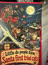 ?Little Do People Know, Santa First Tried Cats? Christmas Folded Greeting Card