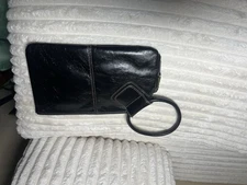 Hobo International Black Leather Wristlet Clutch Wallet Purse Bag