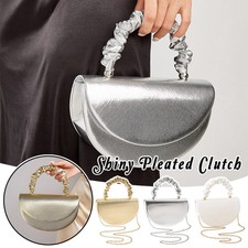 Shiny Pleated Clutch Bag Bridal Wedding Evening Bag Party Luxury Hand Clutches
