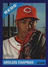 2015 Topps Heritage Chrome Purple Refractors #THC140 Aroldis Chapman - BB