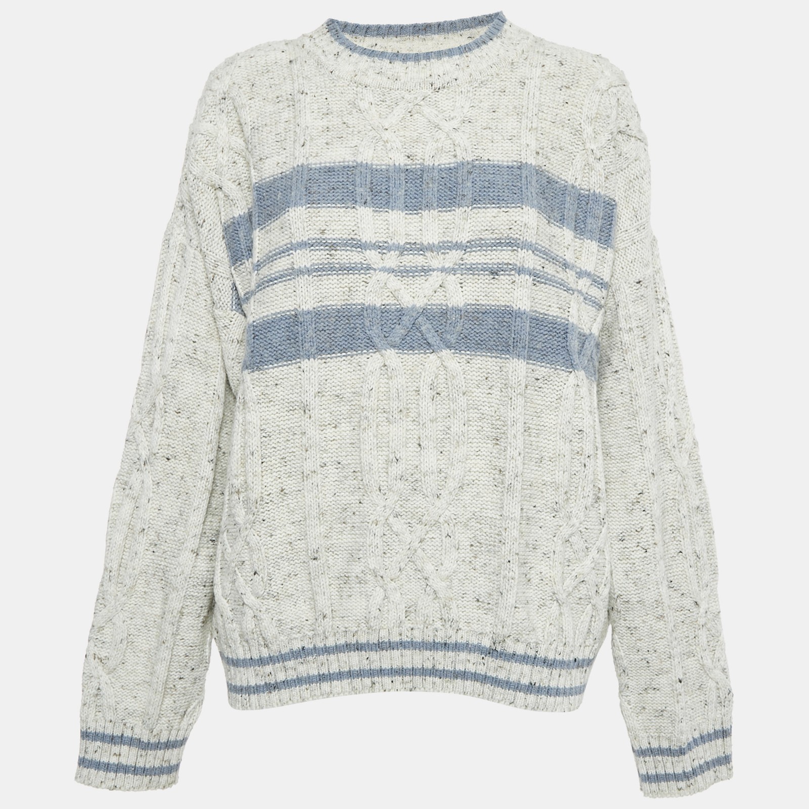 Maglione maglia Yves Saint Laurent vintage fantasia grigio blu L