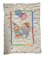 Vintage 1993 Baby Blanket Comforter Clown Bear Retro Little Bedding 29 X 39