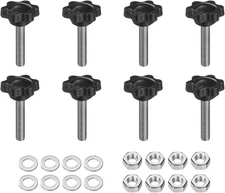 uxcell 8pcs Star Clamping Knobs with Nuts Washers, M6 x 30mm x 30mm, Black 