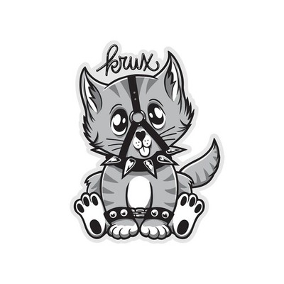 Krux Trucks Skateboard Sticker Bondage Kitty Grey 3''