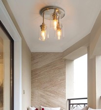 Vintage 3-Way Industrial Glass Ceiling Light Retro Pendant Fixture