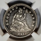 Choice 1861 Liberty Seated Silver Quarter 25C AU53 NGC Strong Strike