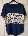 Animal print tunic pullover top blouse XL Plus Navy