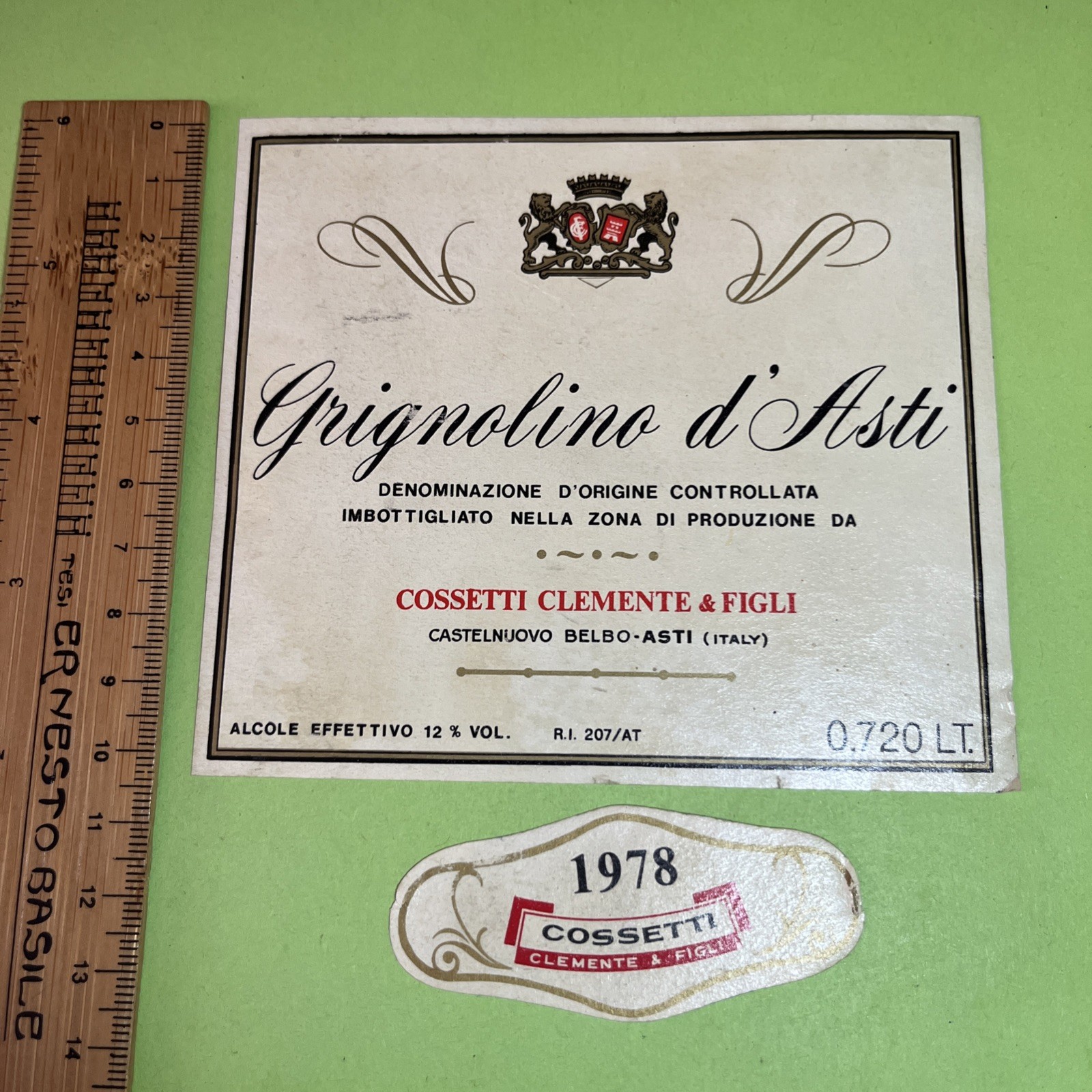 GRIGNOLINO D'ASTI COSSETTI CLEMENTE E FIGLI CASTELNUOVO BELBO ASTI - ETICHETTA