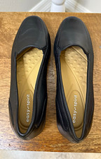 Easy Spirit Sedevitt Women Black Leather Slip-On Flats Comfort Cushioned US 6M