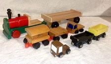 Vintage Wooden Railroad Train Cars Mixed Lot Of 8 Trains - Kids